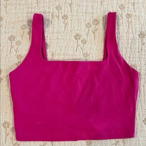 Square Neck Vibrant Pink Sports Bra